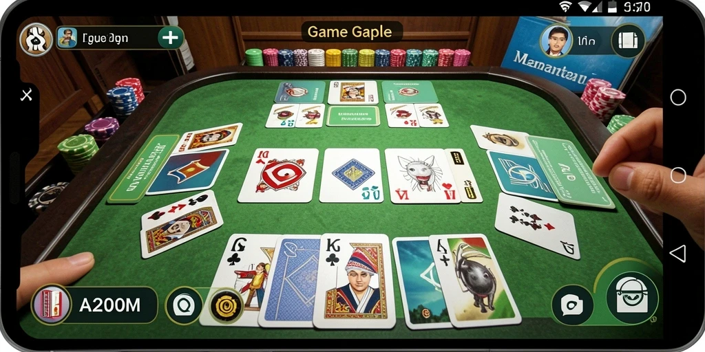 Screenshot A200M menampilkan gameplay Gaple yang seru dan interaktif.