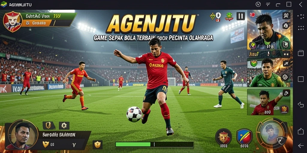 Screenshot aksi gameplay sepak bola AGENJITU yang seru