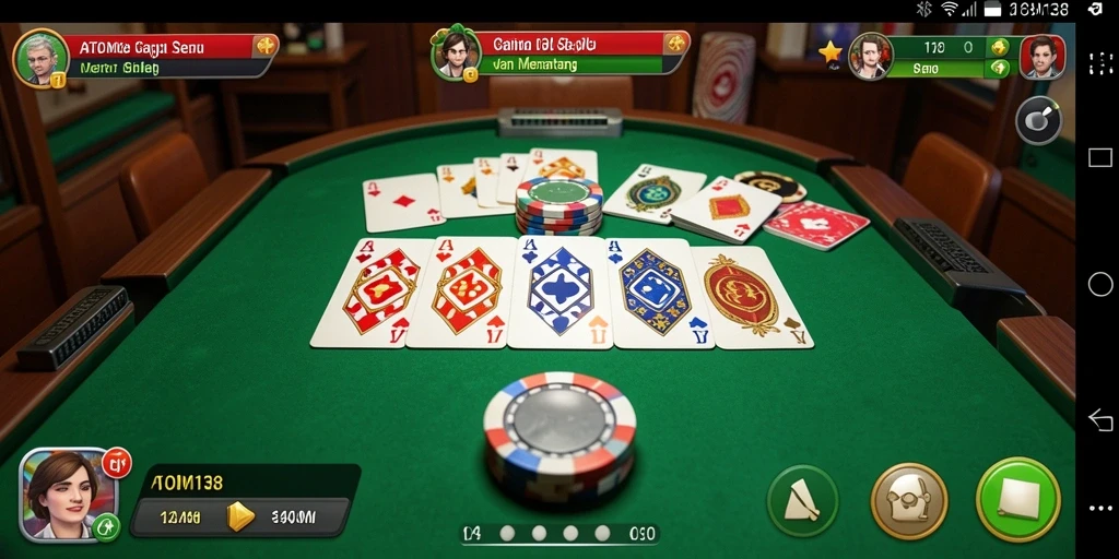 Tangkapan layar utama ATOM138, menampilkan gameplay Gaple yang menarik.