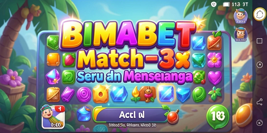 Screenshot gameplay BIMABET menampilkan momen seru dalam permainan Match-3.