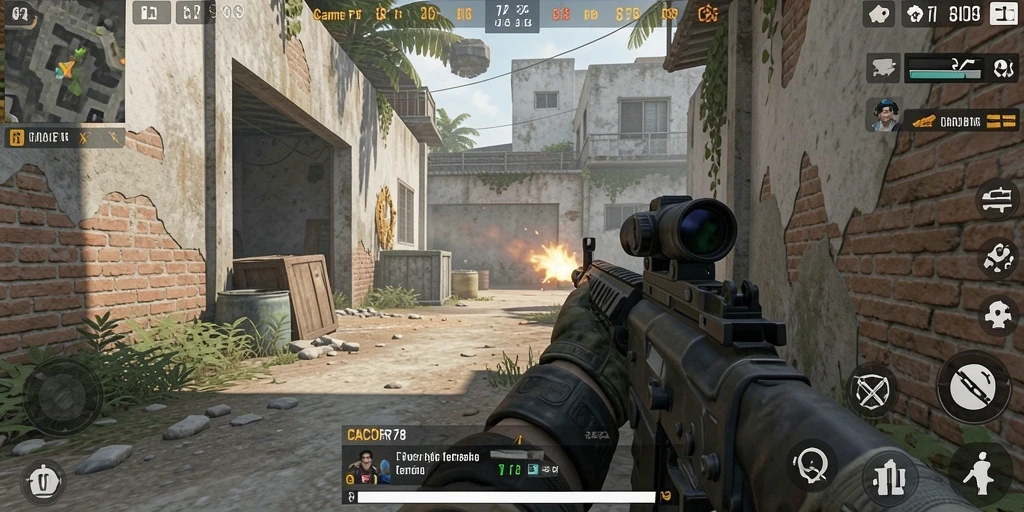 Screenshot gameplay <strong>CACOR78</strong> menampilkan aksi menembak seru dan grafis yang memukau.