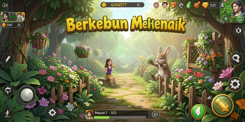 Screenshot gameplay GOGO77 menampilkan ladang yang hijau dan subur.