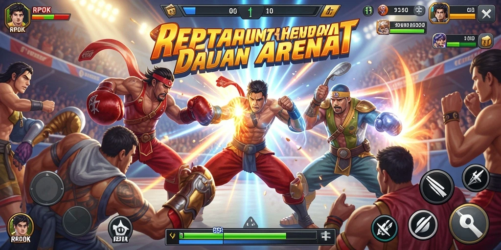 Screenshot utama RPOK menampilkan aksi pertarungan yang dinamis.