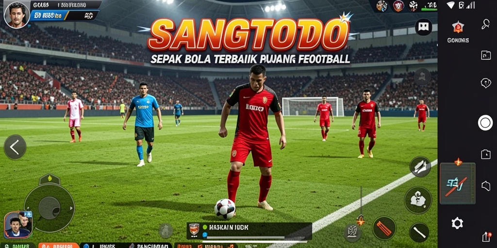 Gameplay seru SANGTOTO dengan aksi sepak bola nyata.
