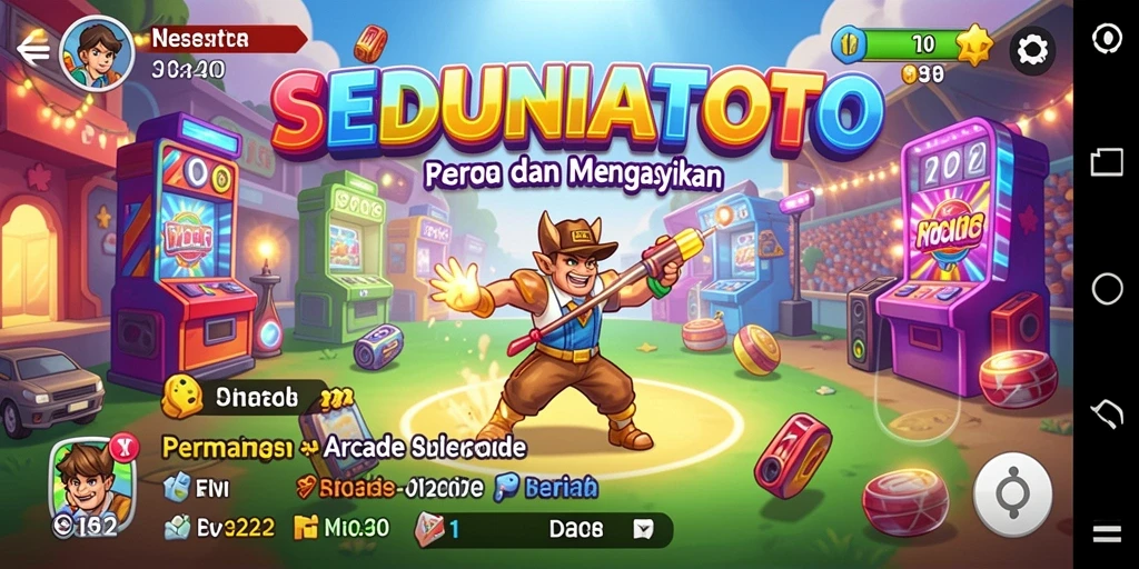Tangkapan layar utama SEDUNIATOTO menunjukkan momen seru dalam permainan Arcade.