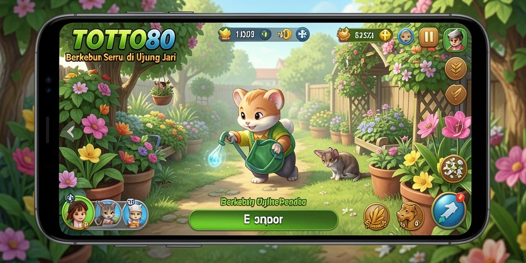 Tampilan gameplay TOTO80 saat mengelola ladang yang hijau dan subur.