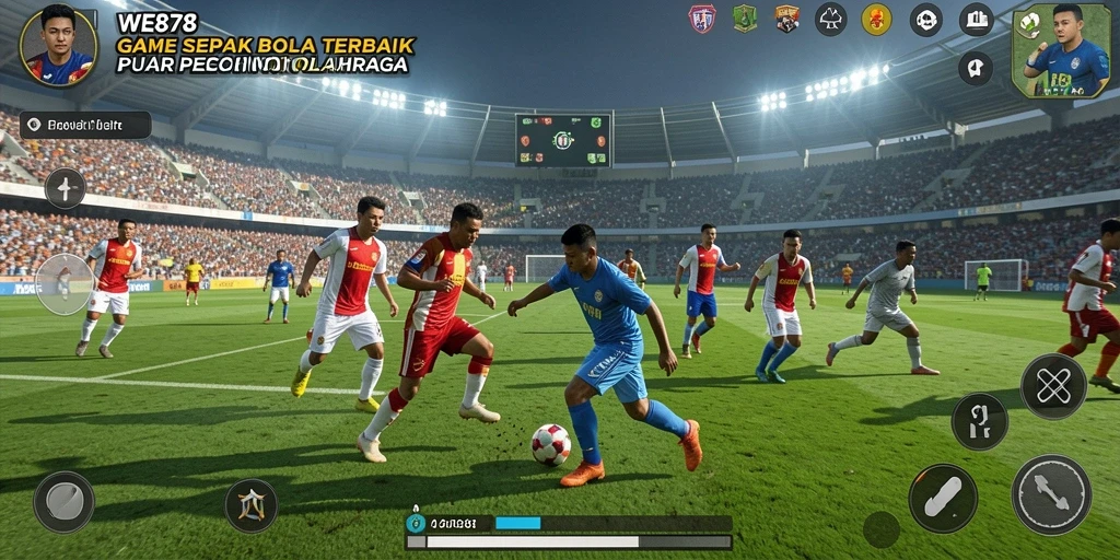 Tampilan menarik dari gameplay WE878 dengan aksi sepak bola seru.