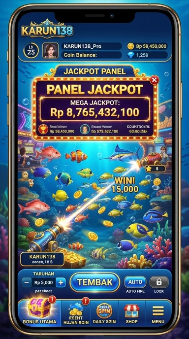 Tampilan antarmuka modern dari aplikasi karun138.